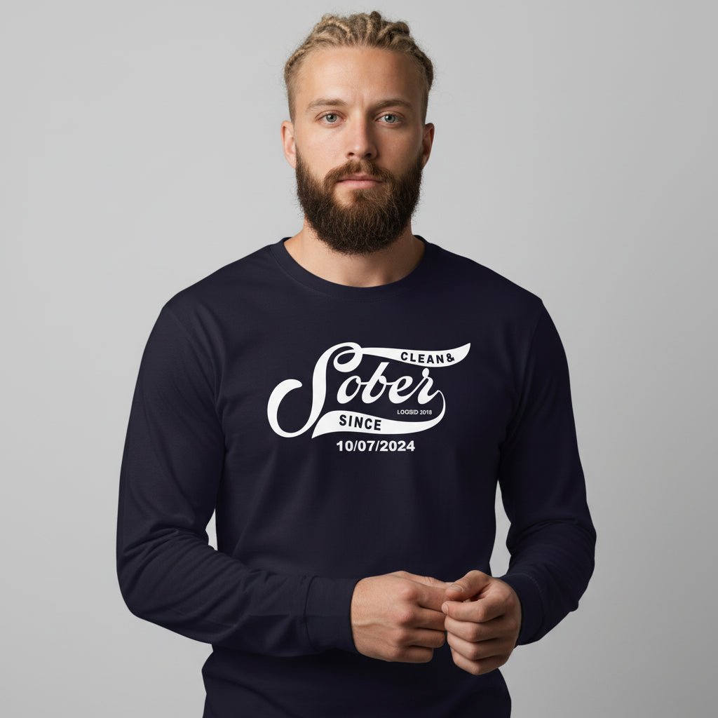 Men's Sober Since Long Sleeve T-shirt w/ Custom Sobriety Date