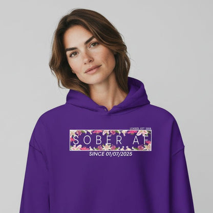 Recovery Hoodie | Women’s Sober AF Hoodie with Custom Date