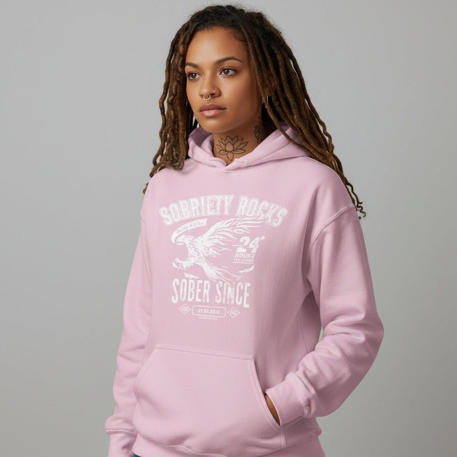 Sobriety Rocks | Women's Sober Since Hoodie with Custom Sobriety Date