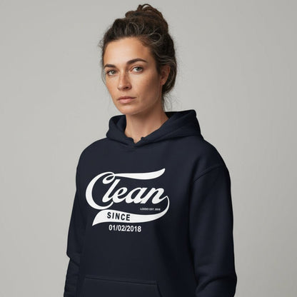 Clean Since Hoodie with Date Recovery Hoodie graphic detail (view 14)
