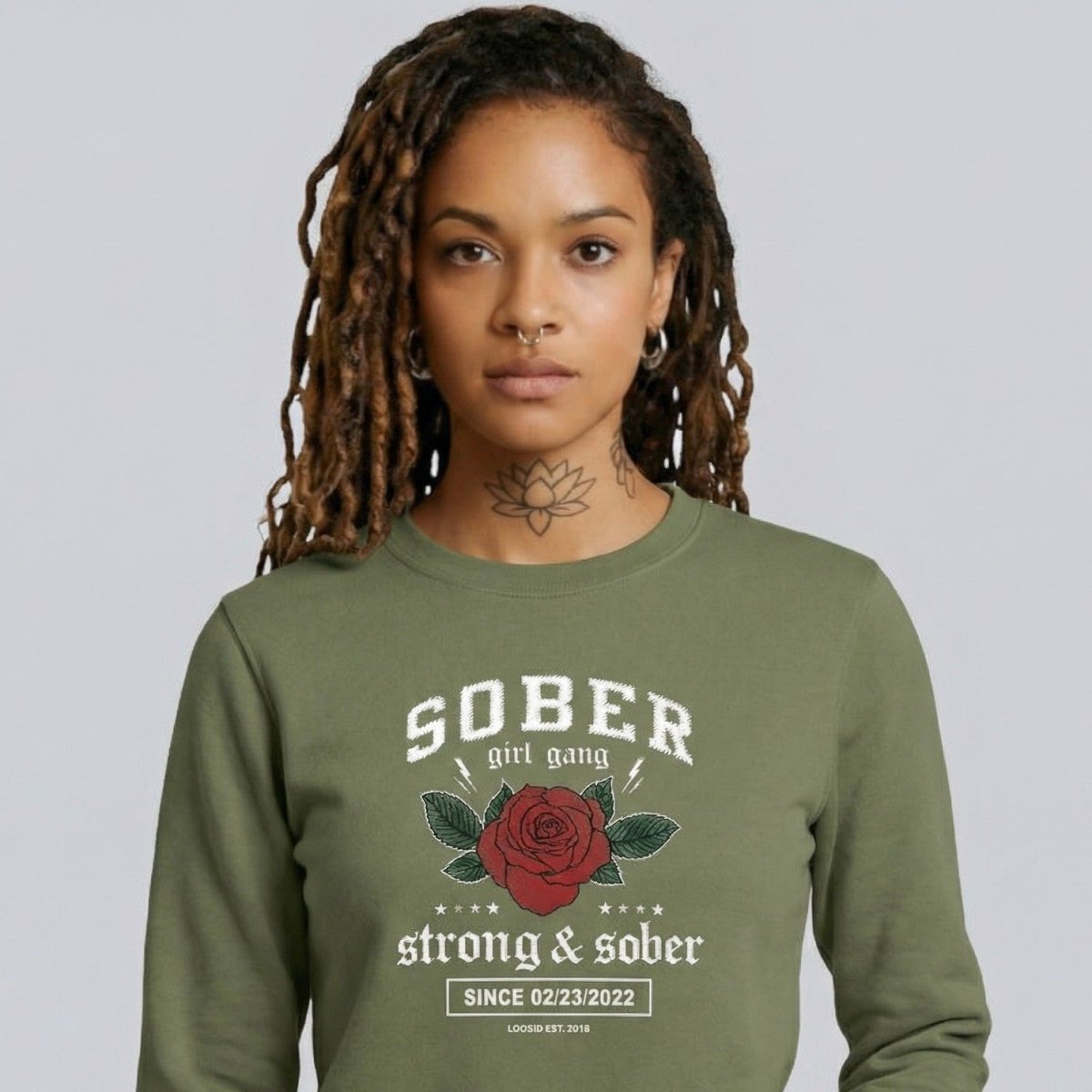 SOBER Girl Gang Strong & Sober Recovery Hoodie close-up view (view 22)