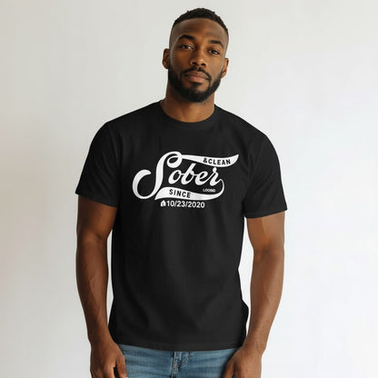 Mens Sober Since T-Shirt w/ Personalized Sobriety Date