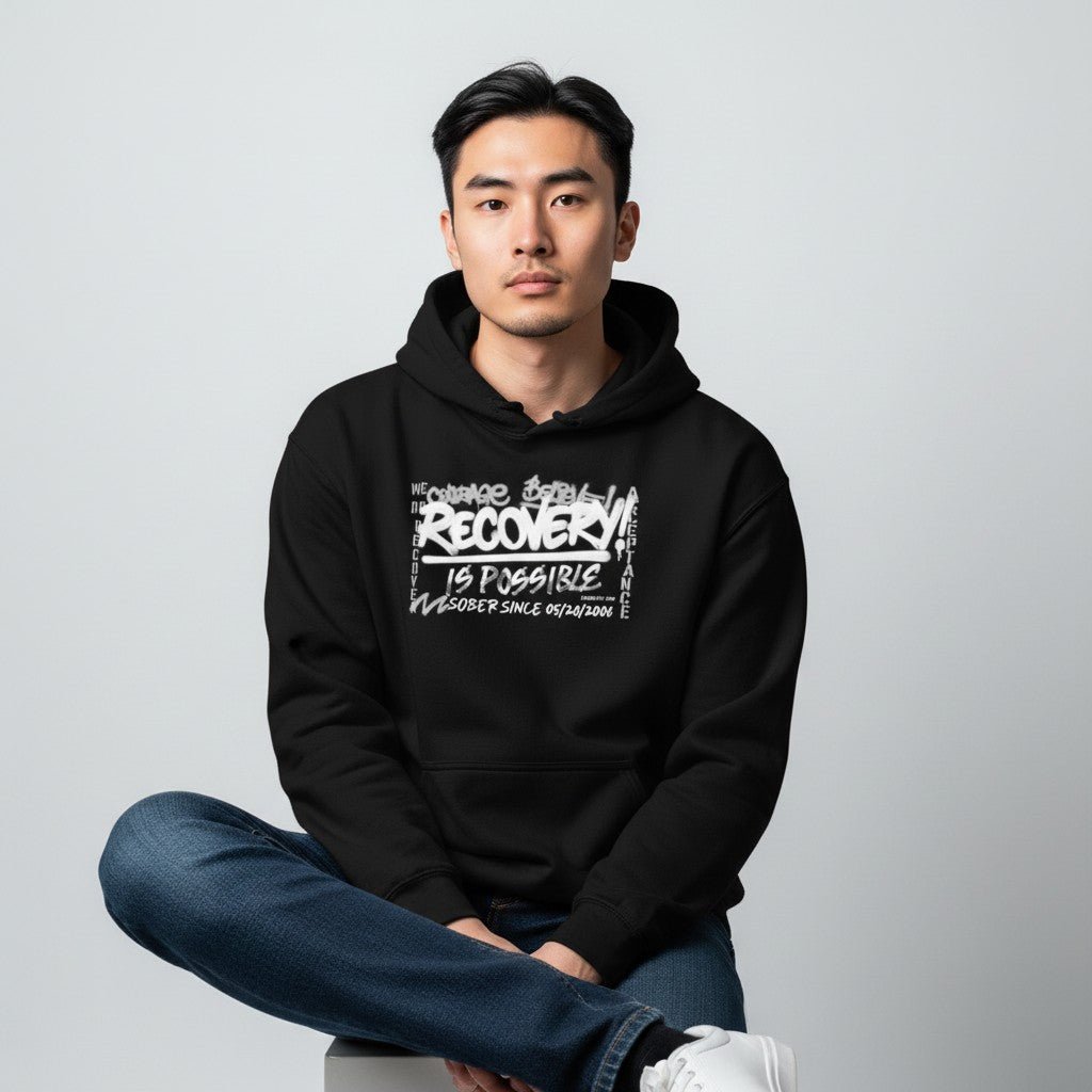 Recovery Hoodie | Men’s Recovery Is Possible Hoodie with Date