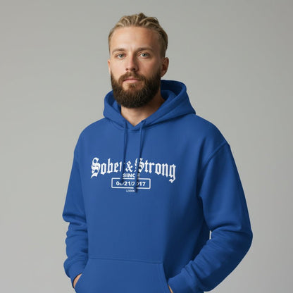 Recovery Hoodie | Men's Sober & Strong Old School with Custom Date