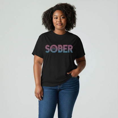 Women's Retro Sober Since T-Shirt w/ Personalized Sobriety Date