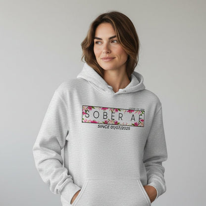 Recovery Hoodie | Women’s Sober AF Hoodie with Custom Date