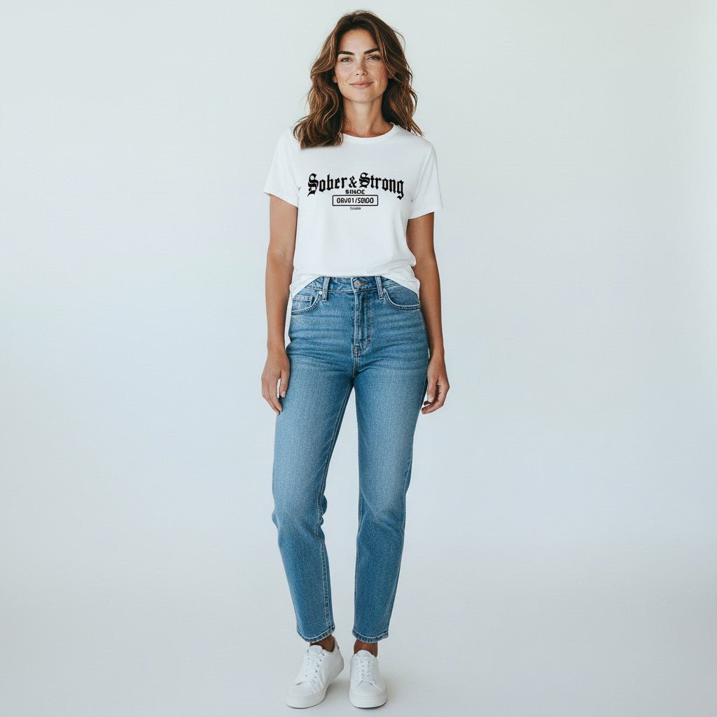 Sober T Shirt | Women’s Old School Tee with Personalized Sobriety Date