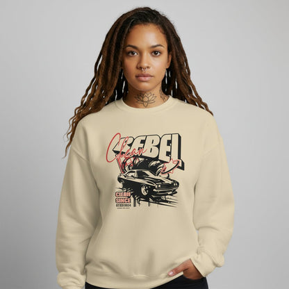 Flat lay of Loosid pink Clean Rebel personalized sobriety sweatshirt with custom Clean Since date — Loosid