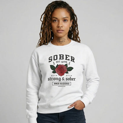 SOBER Girl Gang Strong & Sober Recovery Hoodie close-up view (view 32)