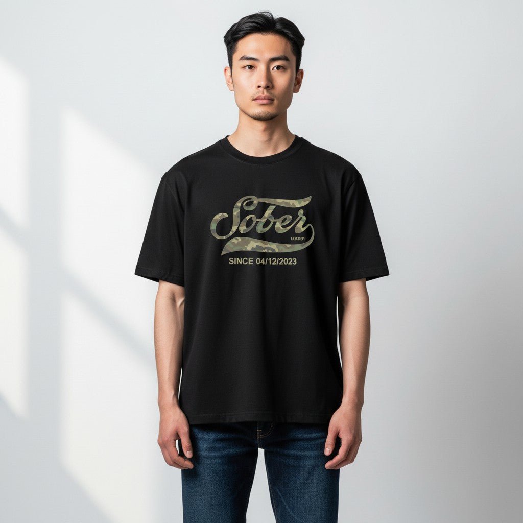 Sober T Shirt | Sober Since Camo Tee with Personalized Date