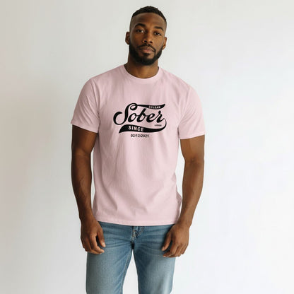 Mens Sober Since T-Shirt w/ Personalized Sobriety Date
