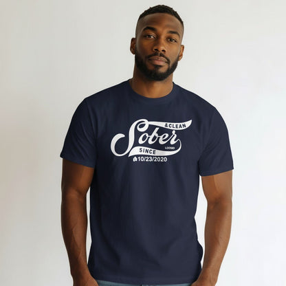 Mens Sober Since T-Shirt w/ Personalized Sobriety Date