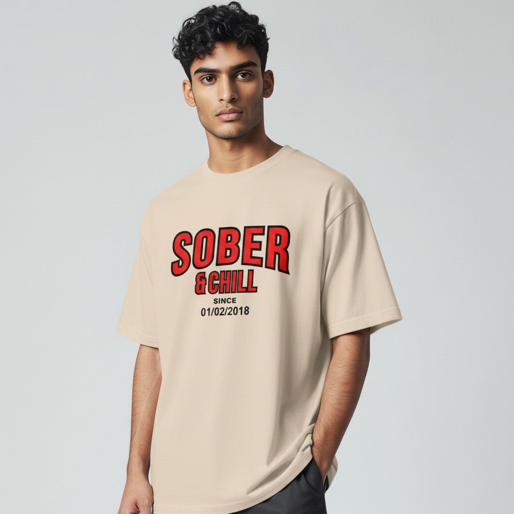 Sober and Chill Unisex T-Shirt w/ Personalized Sober Date
