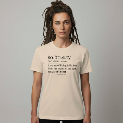 Sober T Shirt | Women's Sobriety Definition Tee with Custom Sober Date