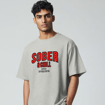 Sober and Chill Unisex T-Shirt w/ Personalized Sober Date