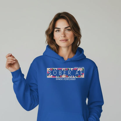 Recovery Hoodie | Women’s Sober AF Hoodie with Custom Date