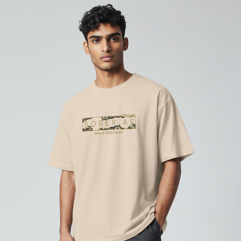 Sober T Shirt | Men’s Sober AF Camo Tee with Personalized Date