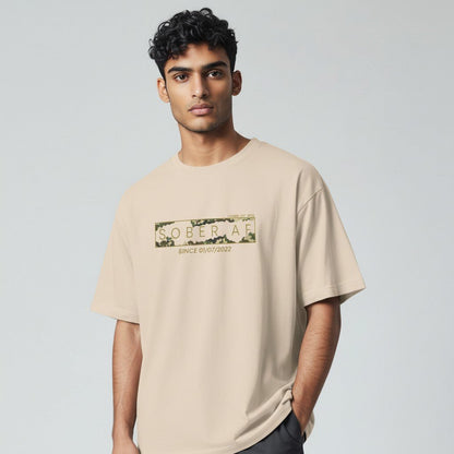 Sober T Shirt | Men’s Sober AF Camo Tee with Personalized Date