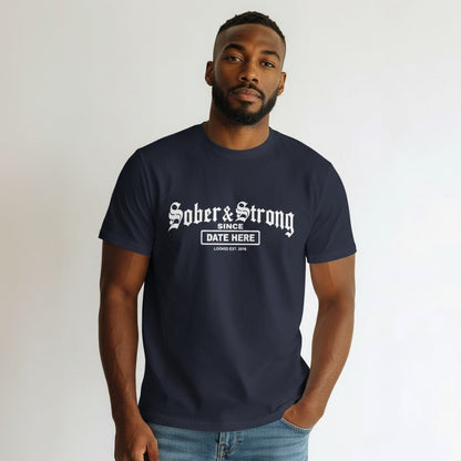 Sober T Shirt | Men’s Old School Tee with Personalized Sobriety Date