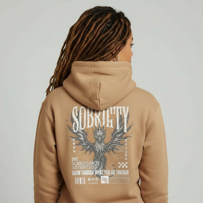 Tan Phoenix Reborn | Front & Back Print Sober Hoodie Limited Edition