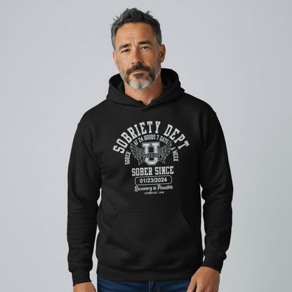 Recovery Hoodie | Sobriety Dept Hoodie with Custom Sobriety Date