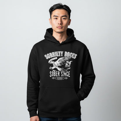 Sobriety Rocks | Men's Sober Since Hoodie with Custom Sobriety Date