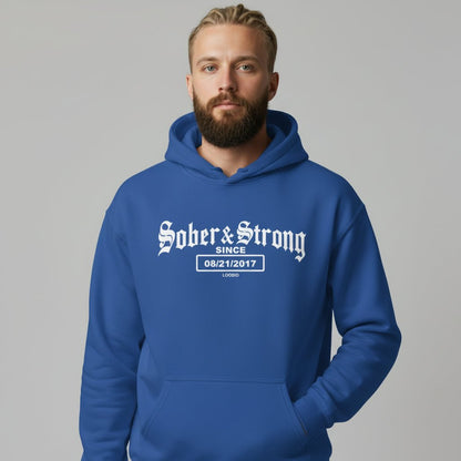 Recovery Hoodie | Men's Sober & Strong Old School with Custom Date