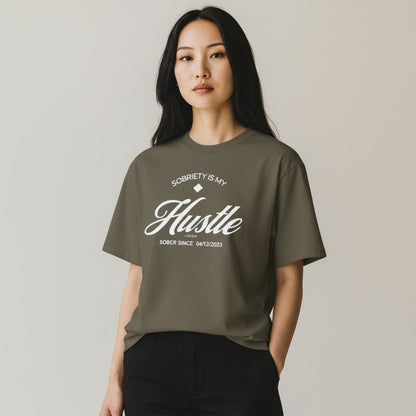 Sober   T   Shirt   |   Women’s   Old   School   Tee   with   Personalized   Sobriety   Date