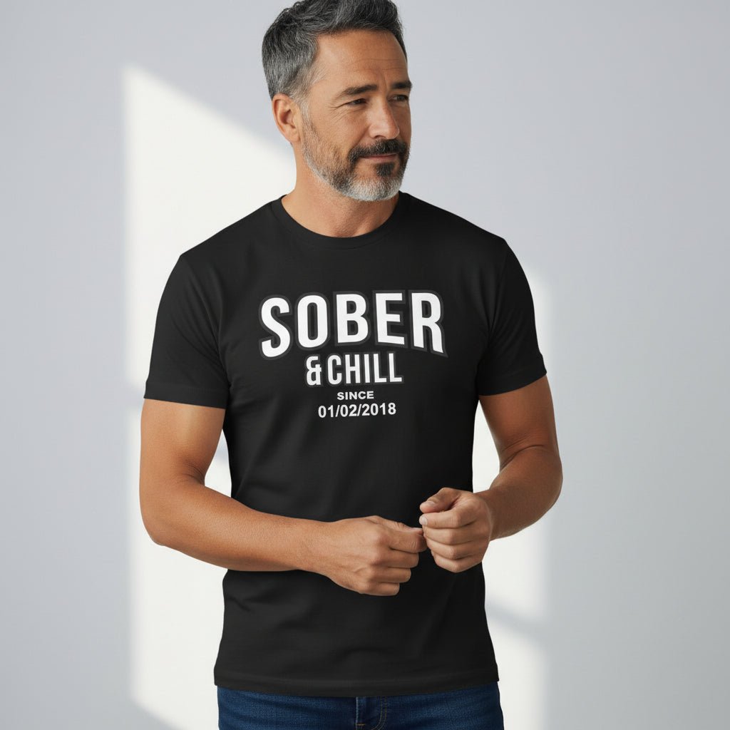 Sober and Chill Unisex T-Shirt w/ Personalized Sober Date