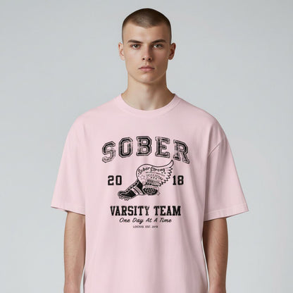 Sober Varsity men's cotton tee from the sobriety and recovery collection (view 22)