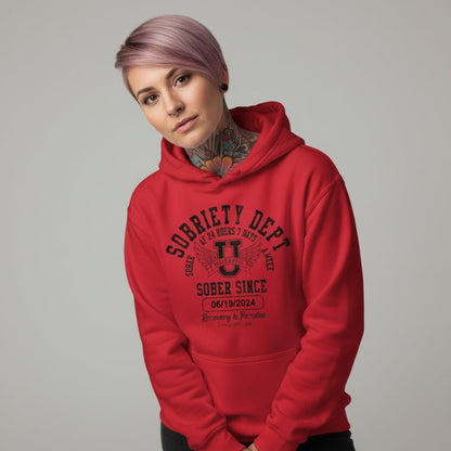 Recovery Hoodie | Sobriety Dept Sober AF 24/7 with Custom Sobriety Date