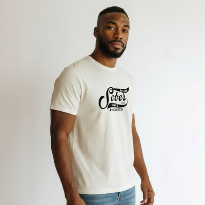 Mens Sober Since T-Shirt w/ Personalized Sobriety Date