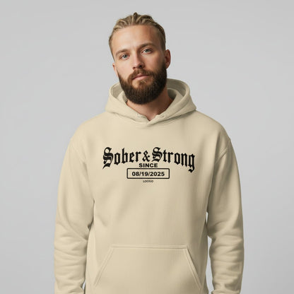 Recovery Hoodie | Men's Sober & Strong Old School with Custom Date
