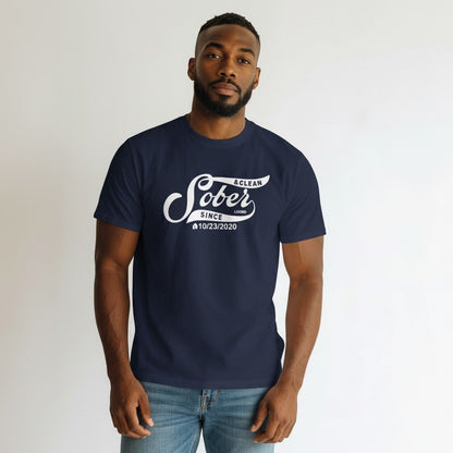 Mens Sober Since T-Shirt w/ Personalized Sobriety Date