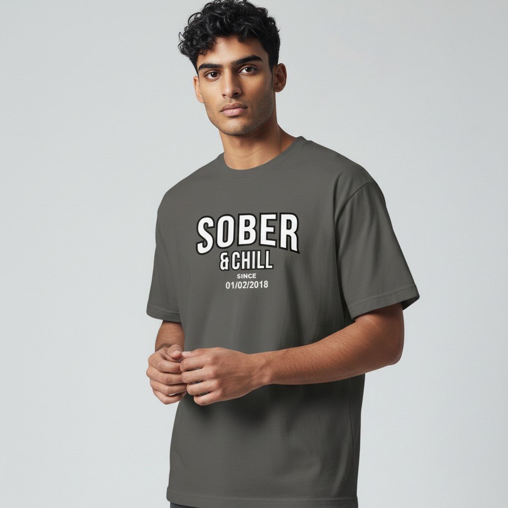 Sober and Chill Unisex T-Shirt w/ Personalized Sober Date