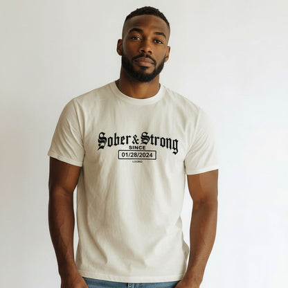 Sober T Shirt | Men’s Old School Tee with Personalized Sobriety Date