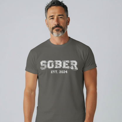 Men's Sober Est. Year T-Shirt w/ Personalized Sobriety Year