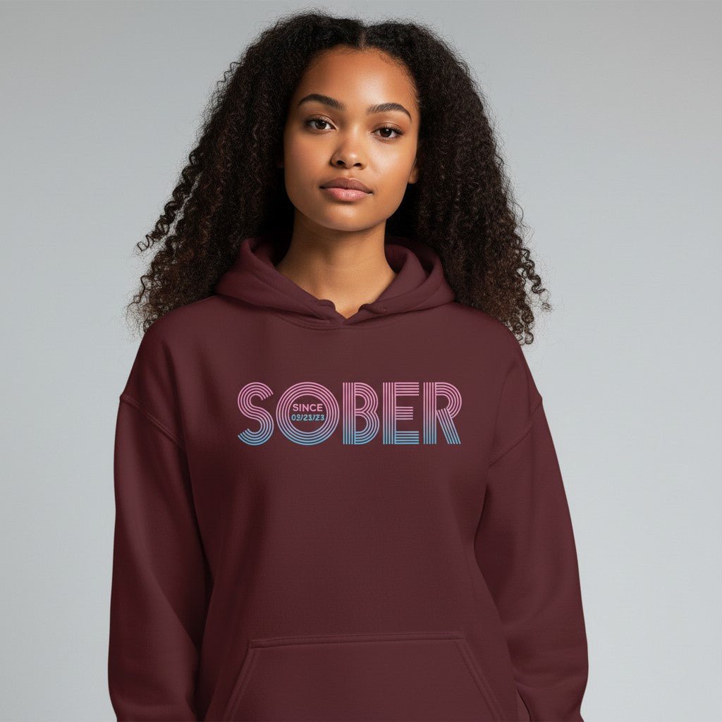 Recovery Hoodie | Retro Sobriety Date Hoodie with Personalized Date
