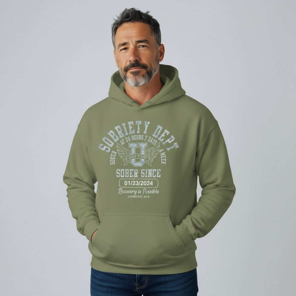 Recovery Hoodie | Sobriety Dept Hoodie with Custom Sobriety Date