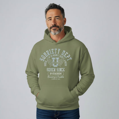 Recovery Hoodie | Sobriety Dept Hoodie with Custom Sobriety Date