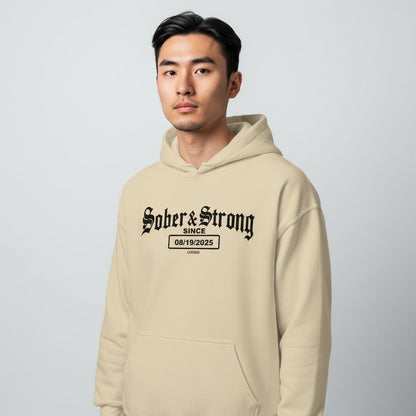 Recovery   Hoodie   |   Men’s   Old   School   Sober   Hoodie   with   Custom   Date