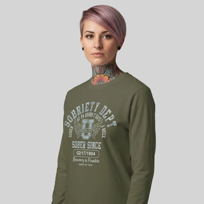 Sobriety Dept 24 7 Long Sleeve Sober T Shirt lifestyle view (view 25)
