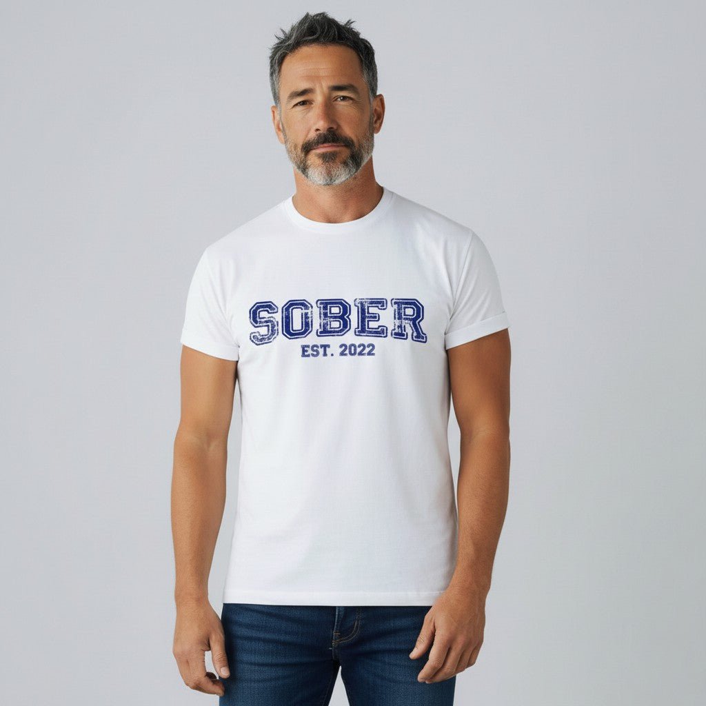 Men's Sober Est. Year T-Shirt w/ Personalized Sobriety Year
