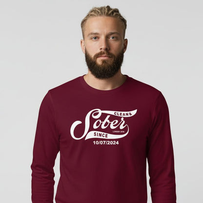 Men's Sober Since Long Sleeve T-shirt w/ Custom Sobriety Date