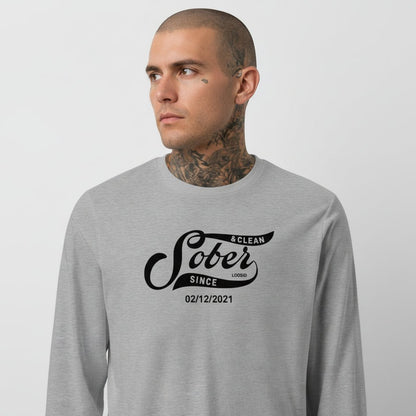 Men's Sober Since Long Sleeve T-shirt w/ Custom Sobriety Date