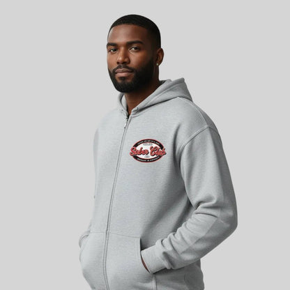 Sober Club Badge Unisex Zip Hoodie Front and Back Print Hoodie with Custom Sobriety Date (Front & Back)