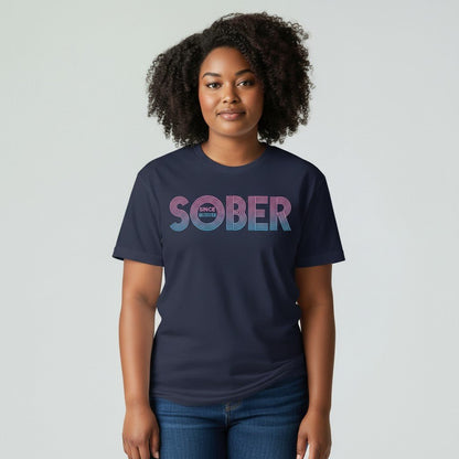 Women's Retro Sober Since T-Shirt w/ Personalized Sobriety Date