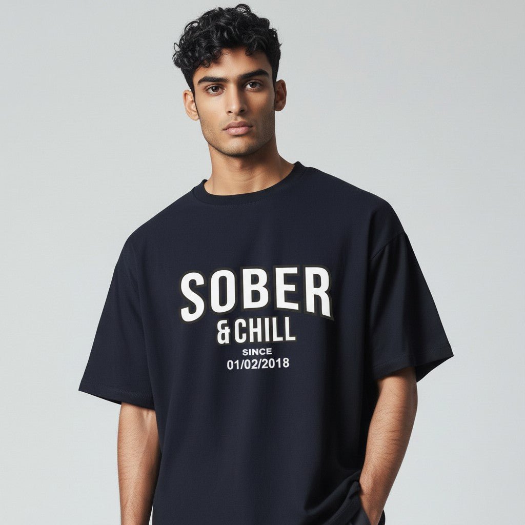 Sober and Chill Unisex T-Shirt w/ Personalized Sober Date