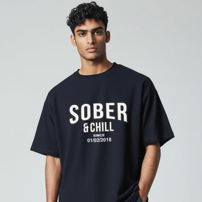 Sober and Chill Unisex T-Shirt w/ Personalized Sober Date