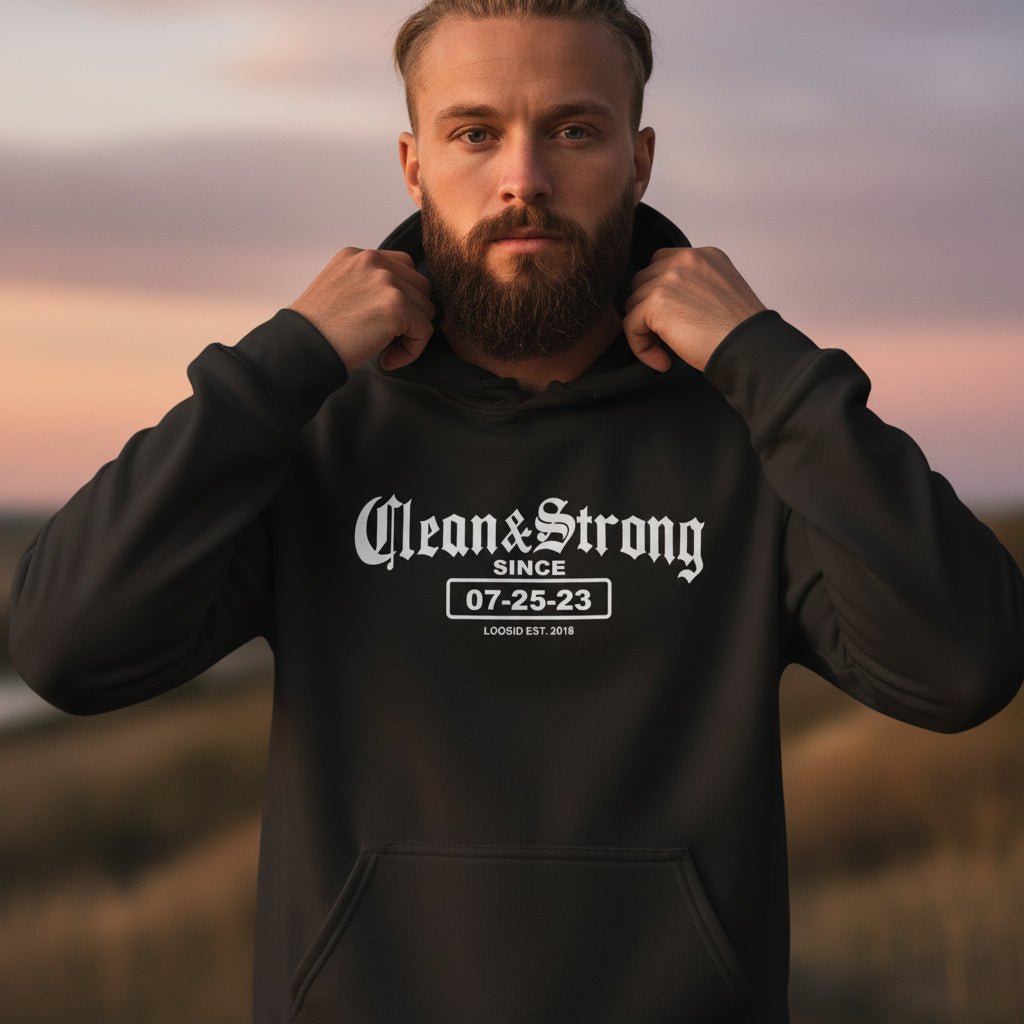 Recovery Hoodie | Men's Clean & Strong Old School with Custom Date